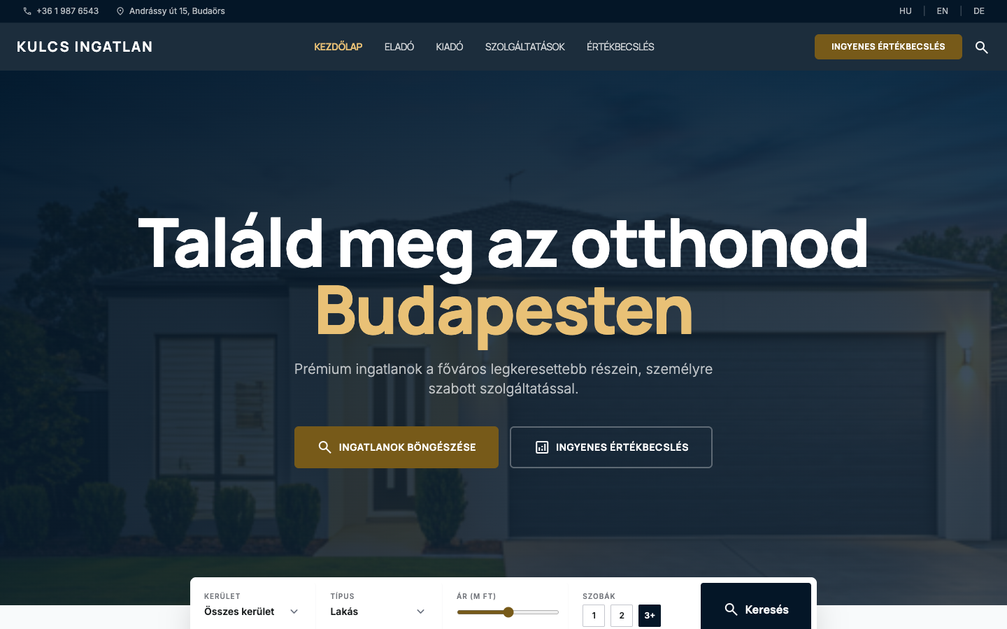 Kulcs Ingatlan weboldal
